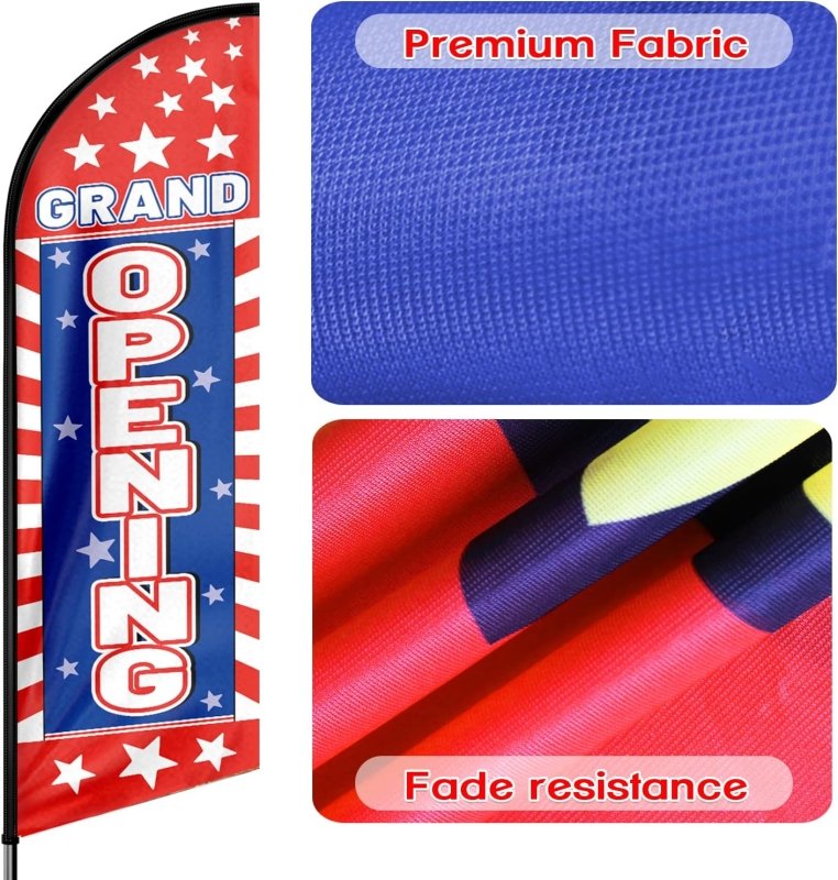 Grand Open Sign - 11FT Grand Opening Advertising Swooper Feather Flag Fit 15FT Flagpole(Flagpole Not Included 4.3)
