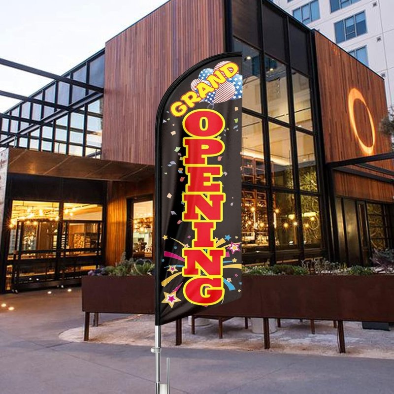 Grand Opening Signs - 11FT Grand Opening Feather Flag with Poles/ Ground Stake/Portable Bag(3.4m)