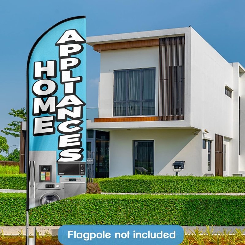 Home Appliances Themed Feather Flag, 11FT Home Appliances Advertising Swooper Flag Fit 15FT Flagpole(Flagpole Not Included 4.3)