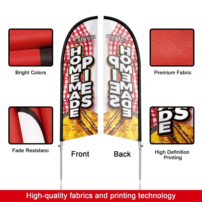 Homemade Pies Sign - 8FT Homemade Pies Feather Flag with Stainless Steel Pole Kit(2m flag set)