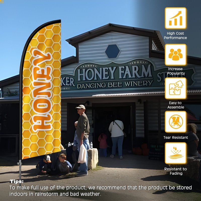 Honey Sign - 8FT Honey 01 Feather Flag with Stainless Steel Pole Kit(2m flag set)