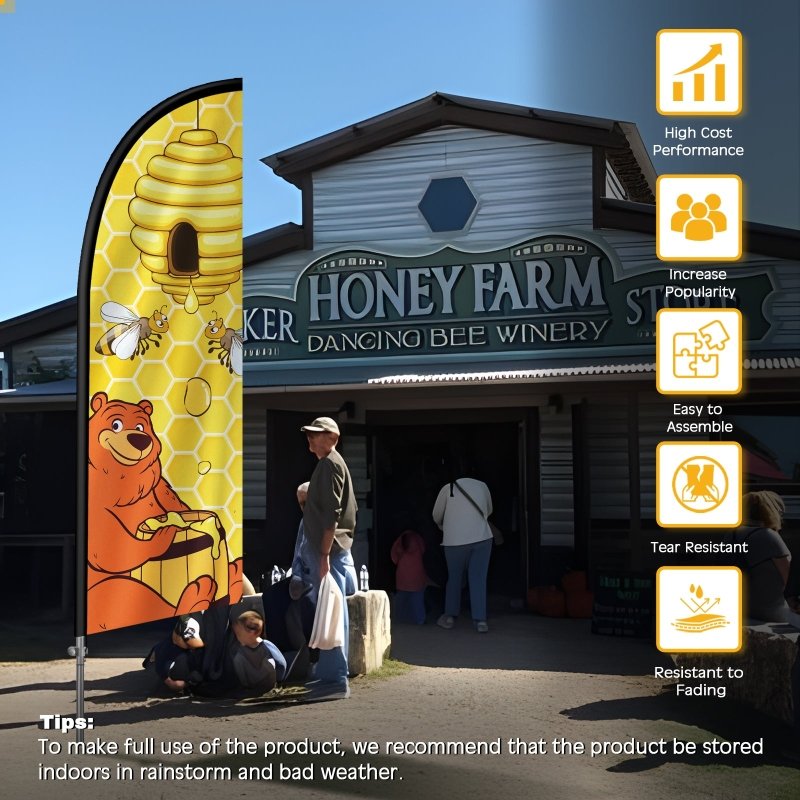 Honey Sign - 8FT Honey 02 Feather Flag with Stainless Steel Pole Kit(2m flag set)