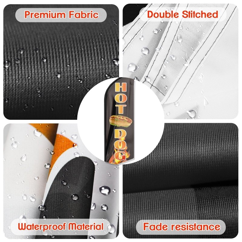 Hot Dog Banner - 11FT Polyester Swooper Hot Dog Flags with Flagpole/Ground Stake/Portable Bag(3.4m)