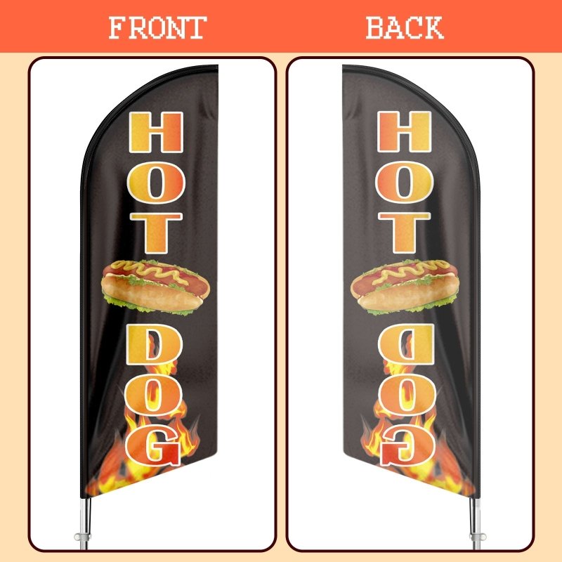 Hot Dog Banner - 11FT Polyester Swooper Hot Dog Flags with Flagpole/Ground Stake/Portable Bag(3.4m)