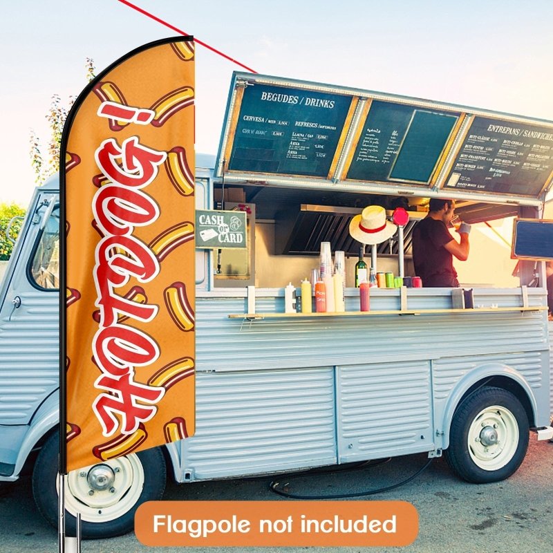 Hot Dog Flags - 8FT Hot Dog 01 Advertising Swooper Flag (Flagpole Not Included 3.4)