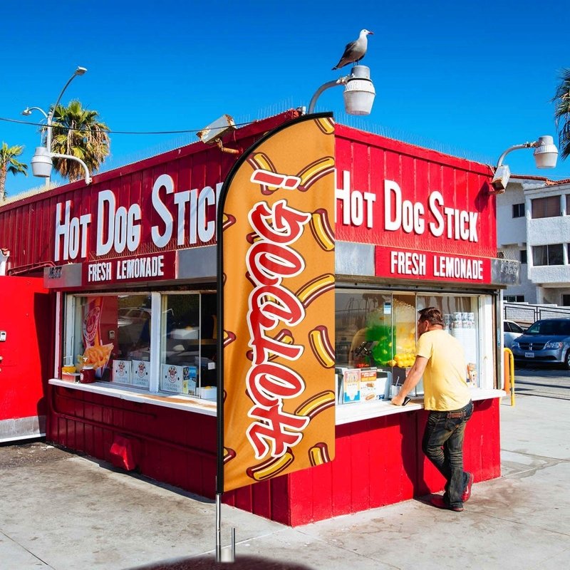 Hot Dog Flags - 8FT Hot Dog 01 Advertising Swooper Flag (Flagpole Not Included 3.4)