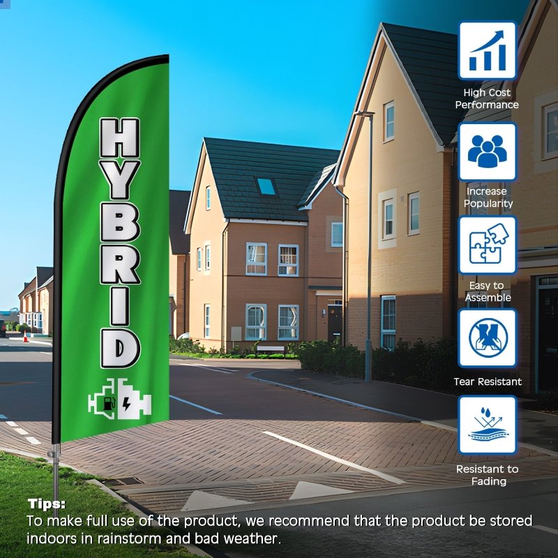 Hybrid Flag - 8FT Hybrid Banner Feather Flag with Stainless Steel Pole Kit(2m flag set)