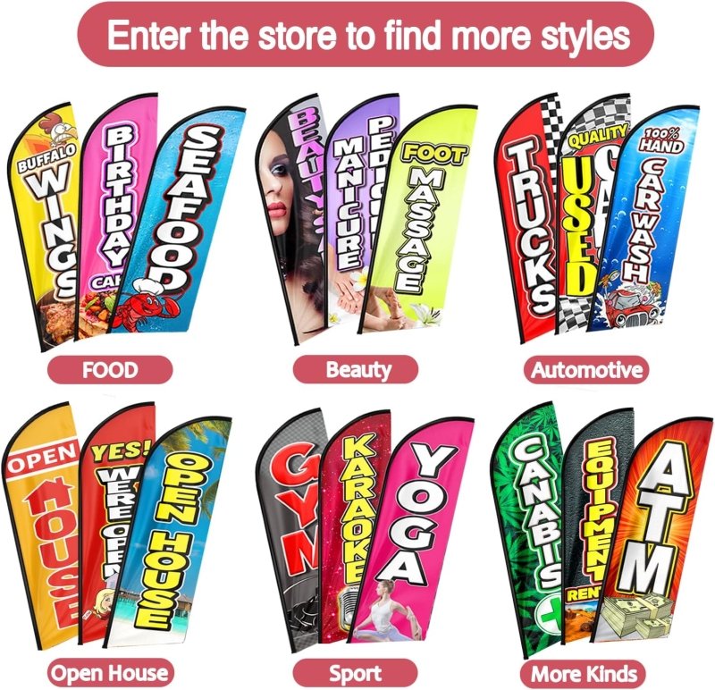 Ice Cream Flag - 8FT Ice Cream Red Advertising Swooper Flag(Flagpole Not Included 3.4)