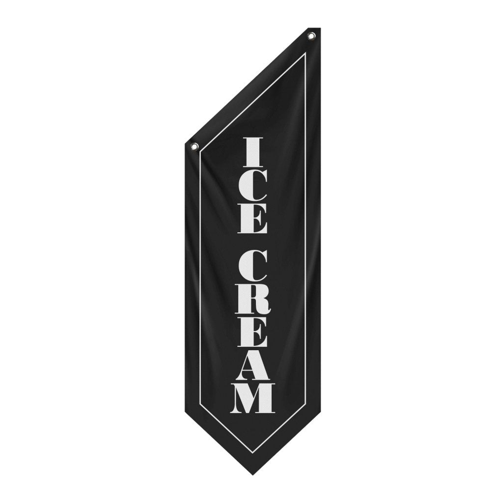 Ice Cream Flag, Double - Sided Outdoor Hanging Banner, Black(No Pole)