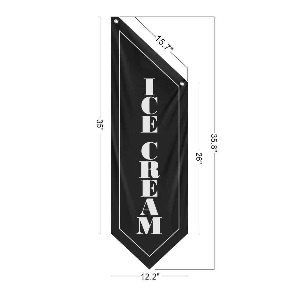 Ice Cream Flag, Double - Sided Outdoor Hanging Banner, Black(No Pole)