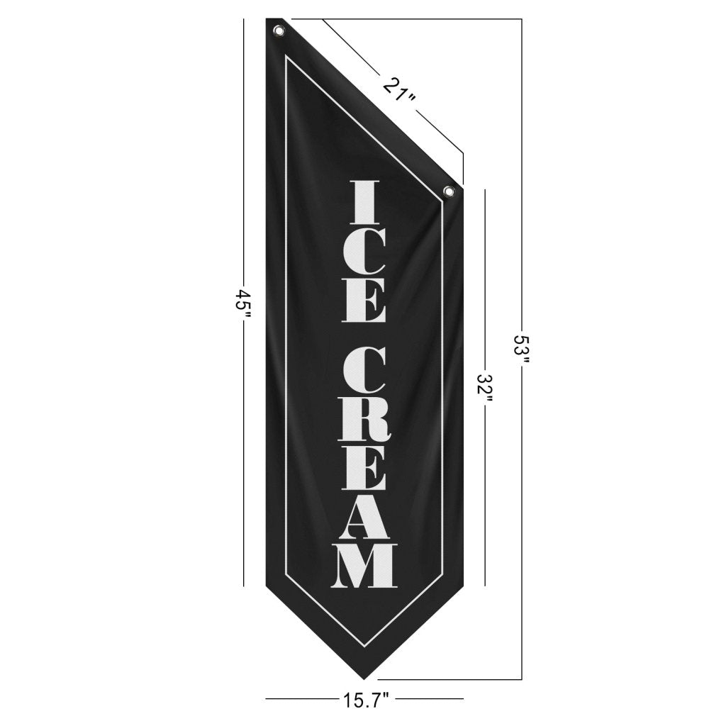 Ice Cream Flag, Double - Sided Outdoor Hanging Banner, Black(No Pole)