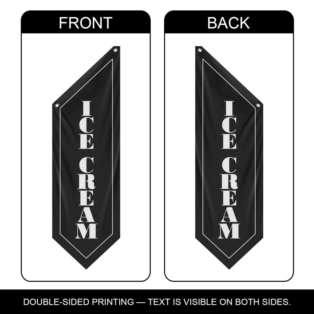 Ice Cream Flag, Double - Sided Outdoor Hanging Banner, Black(No Pole)