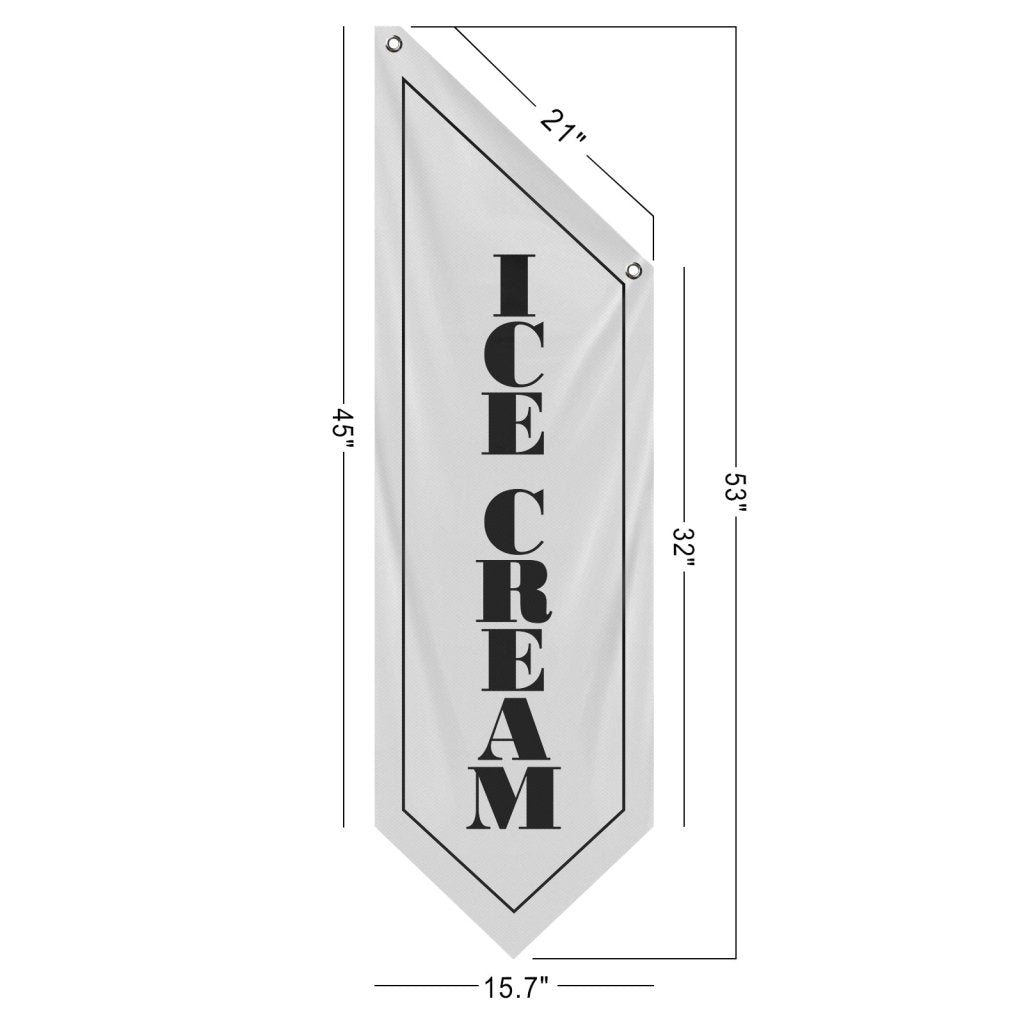 Ice Cream Flag, Double - Sided Outdoor Hanging Banner, White(No Pole)