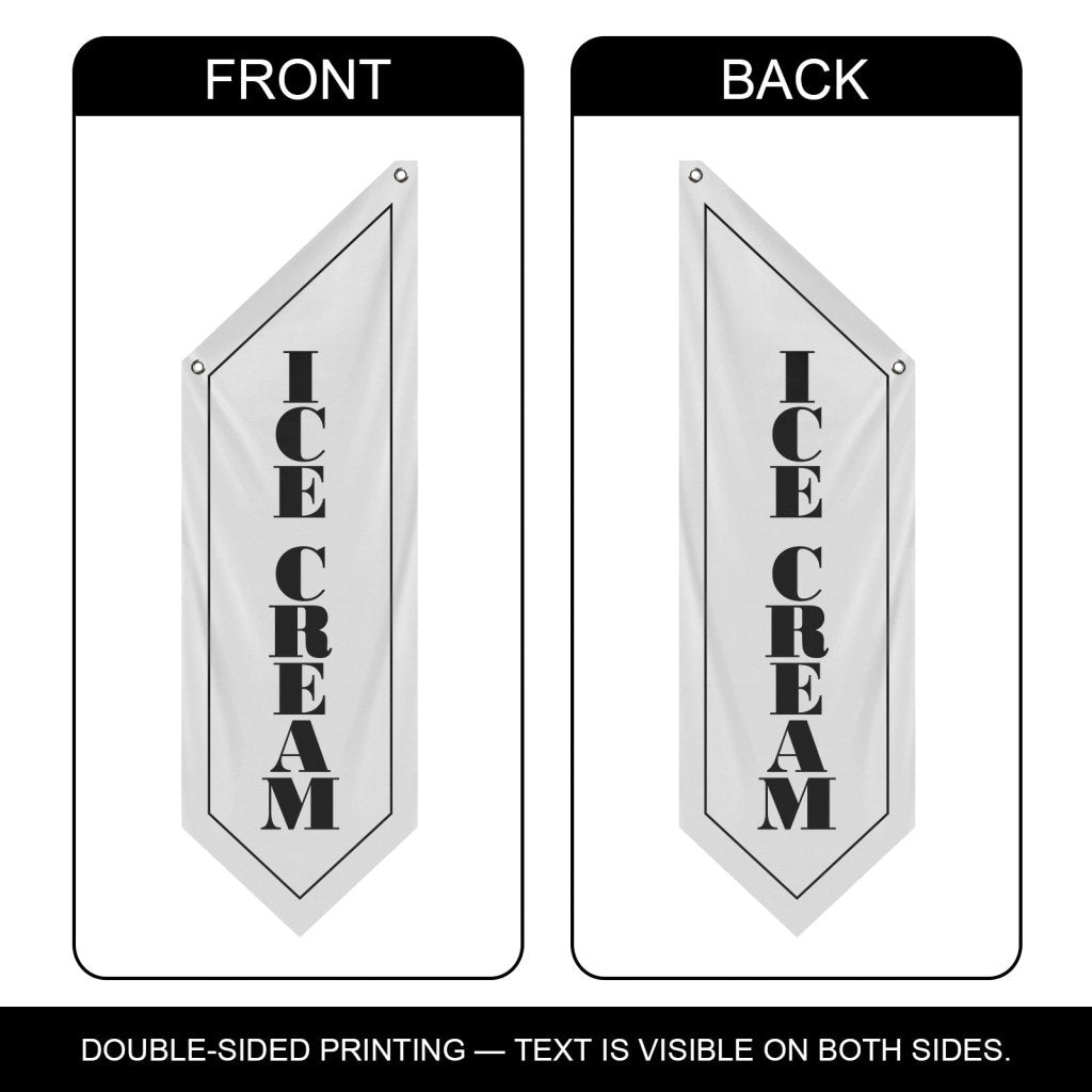 Ice Cream Flag, Double - Sided Outdoor Hanging Banner, White(No Pole)