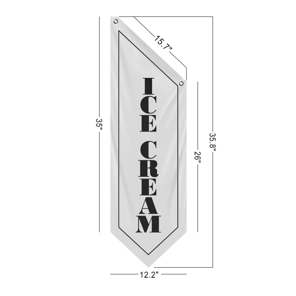Ice Cream Flag, Double - Sided Outdoor Hanging Banner, White(No Pole)