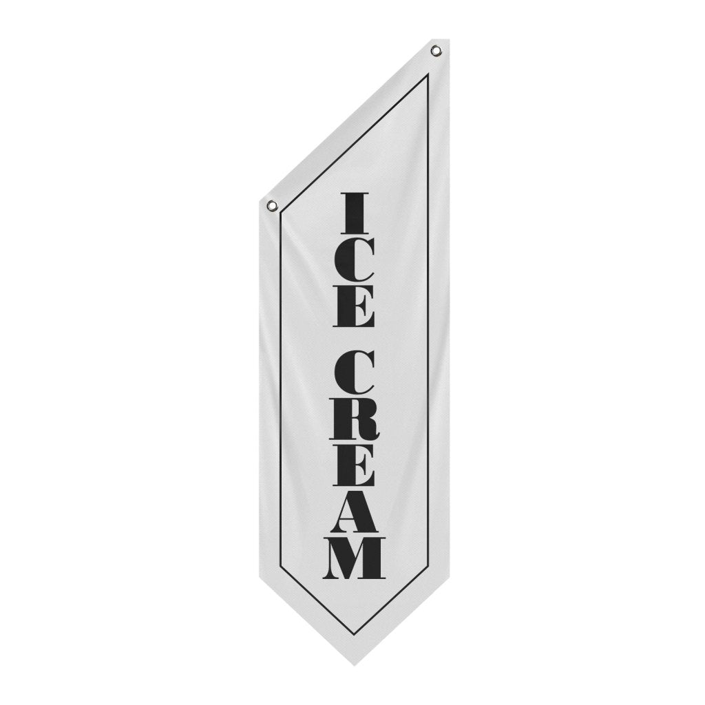 Ice Cream Flag, Double - Sided Outdoor Hanging Banner, White(No Pole)