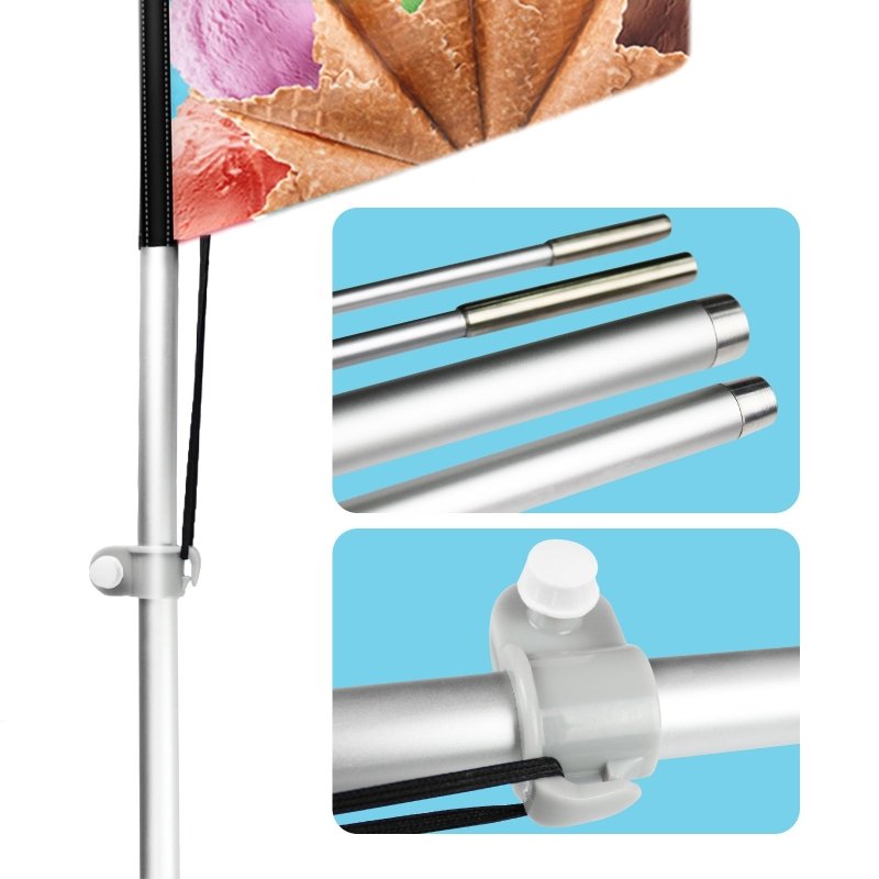 Ice Cream Shop Sign - 11FT Windless Feather Flag with Flagpole/Ground Stake/Portable Bag(3.4m)