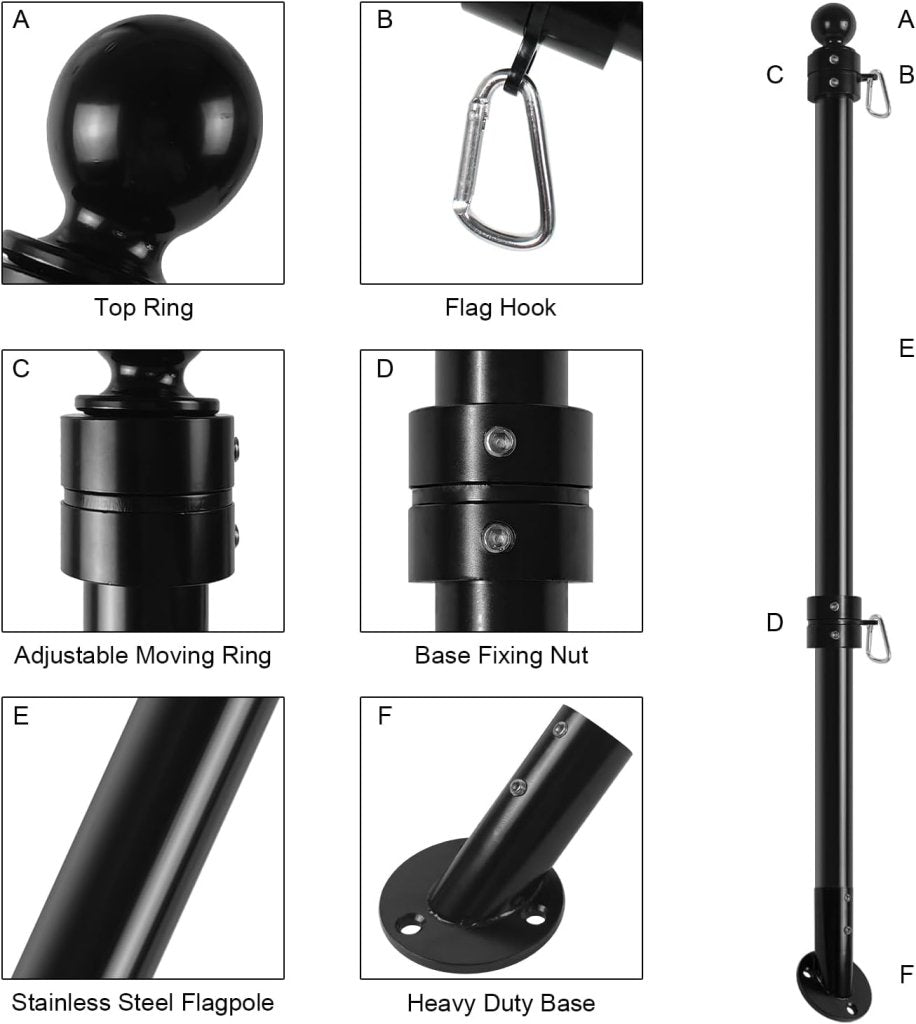Jewelry Open Flag, Double - Sided Three - ply Hanging Open Sign with Pole and Mounting Kit (Black - B)