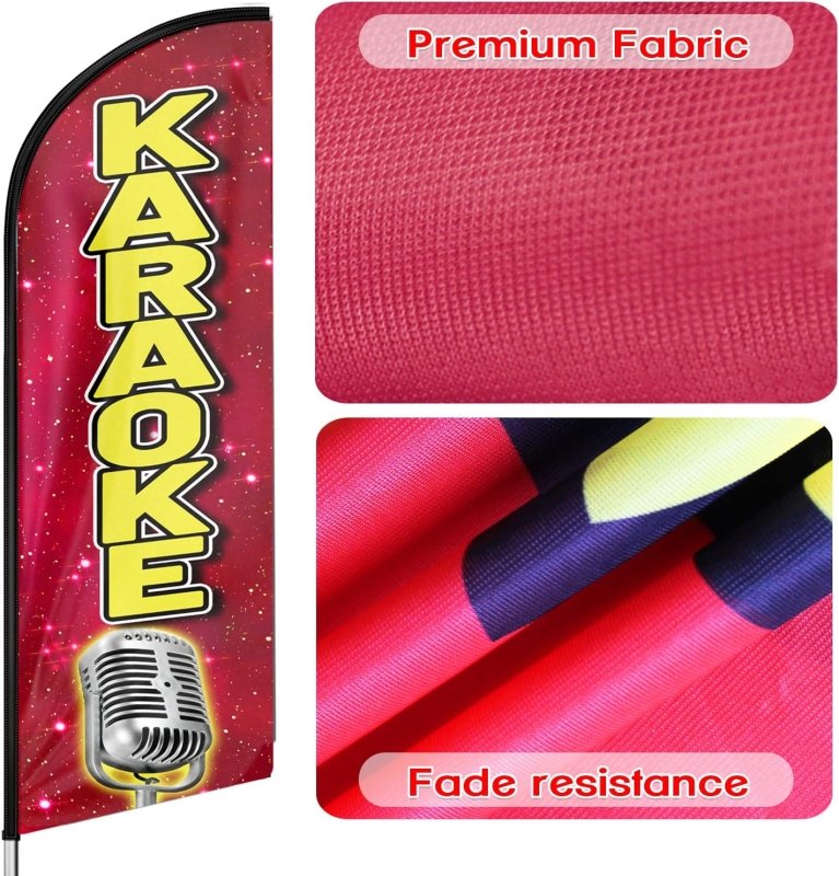 Karaoke Flag - 11FT Karaoke Advertising Swooper Flag Fit 15FT Flagpole(Flagpole Not Included 4.3)