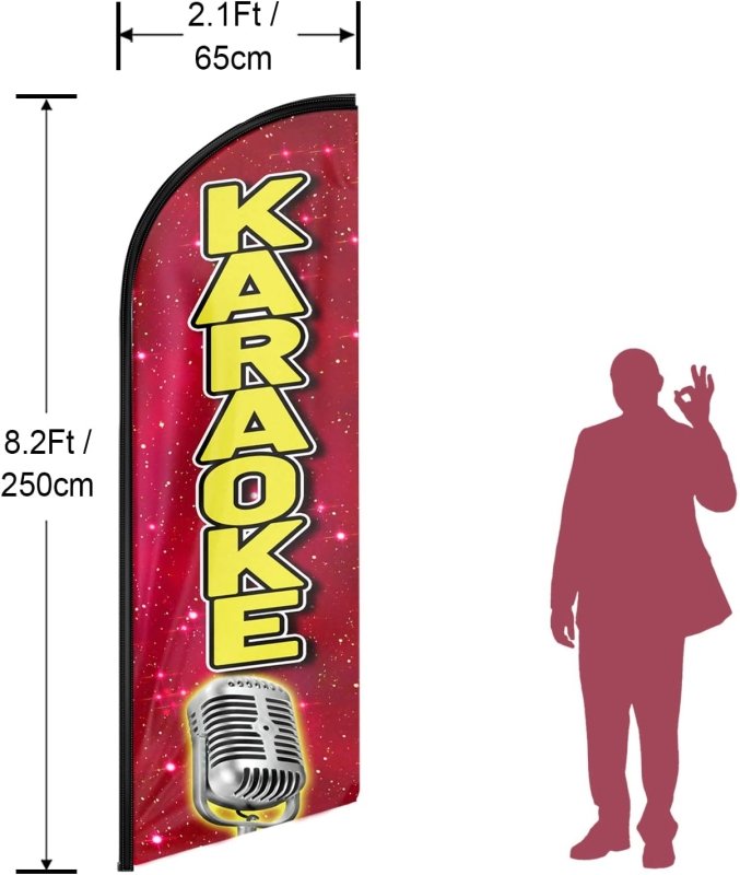 Karaoke Flag - 8FT Karaoke Advertising Swooper Flag(Flagpole Not Included 3.4)