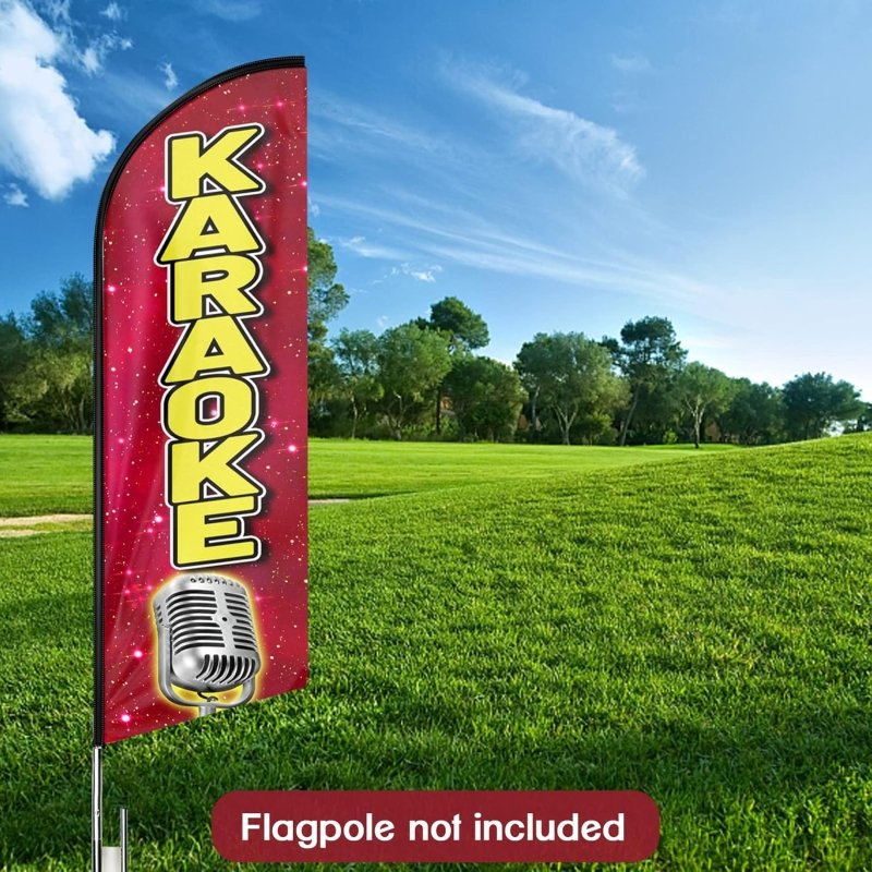 Karaoke Flag - 8FT Karaoke Advertising Swooper Flag(Flagpole Not Included 3.4)