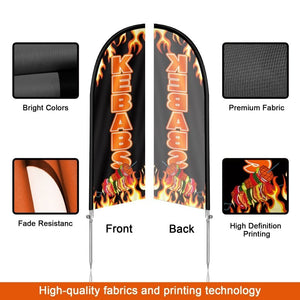 Kebab Sign-8FT Kebabs 01 Banner Feather Flag with Stainless Steel Pole ...