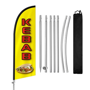 Kebab Sign-8FT Kebabs Feather Flag Pole Kit- QSUM