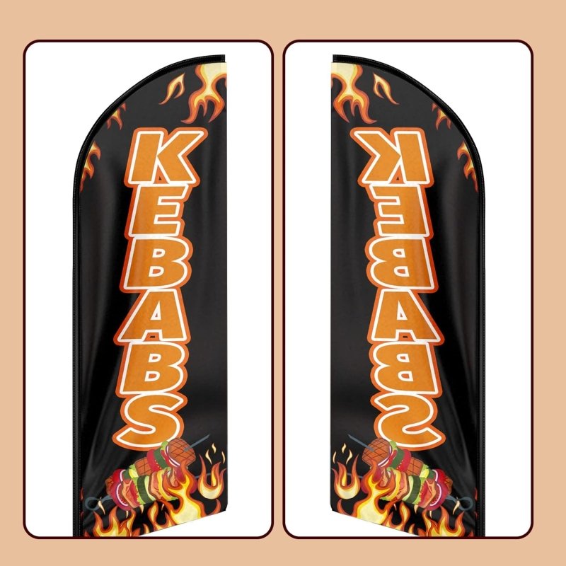 Kebabs Flag - 11FT Kebabs Advertising Swooper Feather Flag Fit 15FT Flagpole(Flagpole Not Included 4.3)