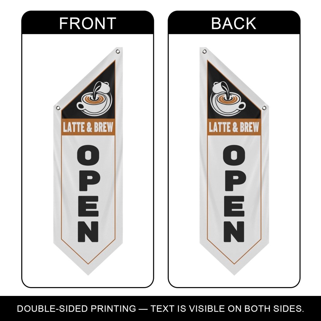 Latte & Brew Open Banner for Coffee Shop Cafe Owners, White(Flag Only)