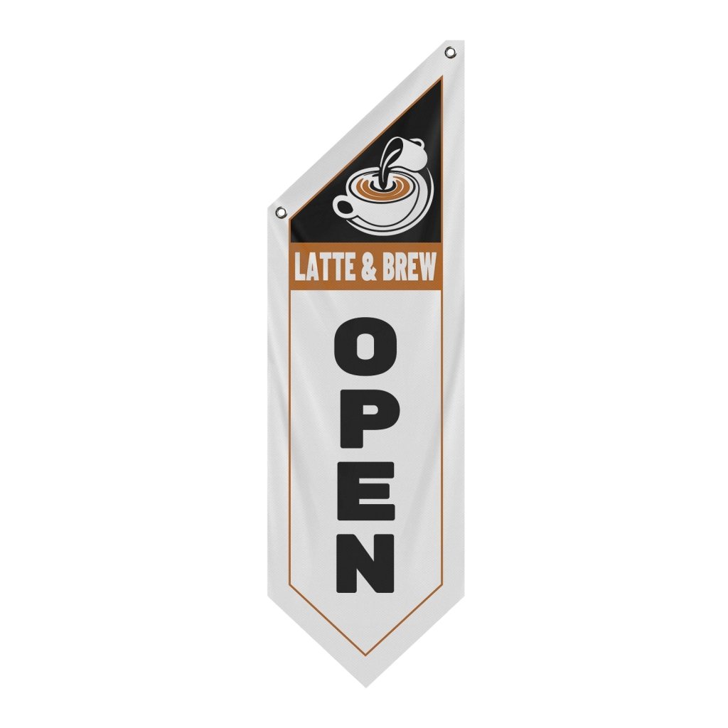 Latte & Brew Open Banner for Coffee Shop Cafe Owners, White(Flag Only)