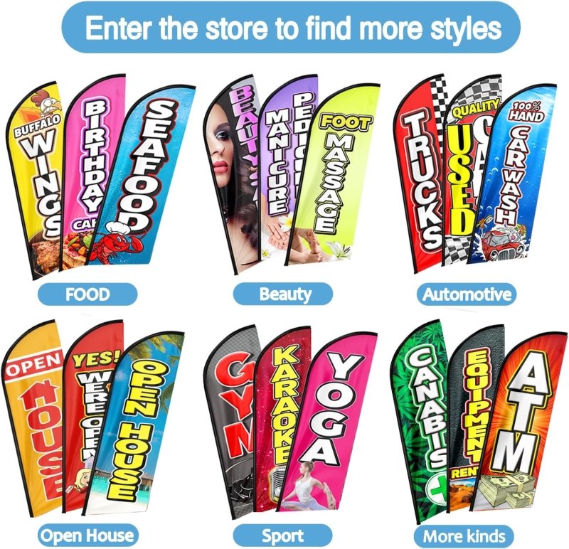 laundromat signs - 8FT Laundromat Advertising Swooper Flag(Flagpole Not Included 3.4)