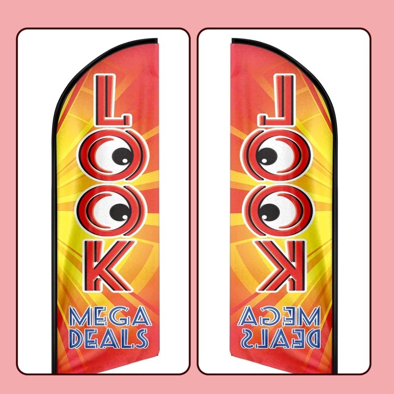 Look Mega Deals Themed Feather Flag, 11FT Look Mega Deals Advertising Swooper Flag Fit 15FT Flagpole(Flagpole Not Included 4.3)