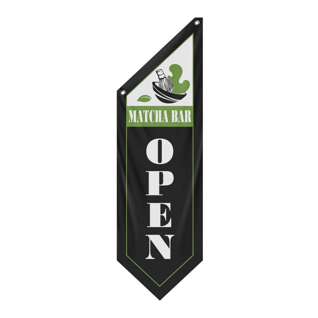 Matcha Bar Open Flag – Double - Sided Vintage Banner, Black (Flag Only)