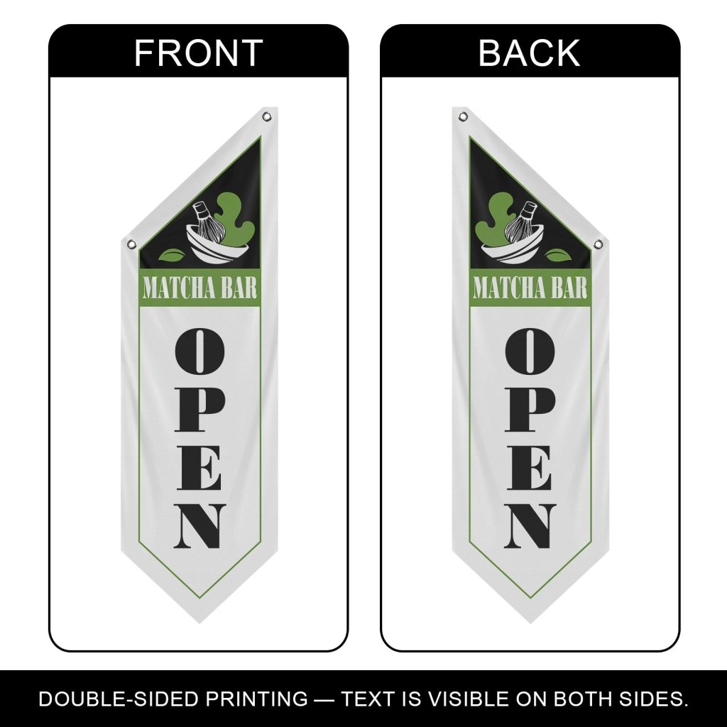 Matcha Bar Open Flag Double Sided Vintage Banner, White (Flag Olny)