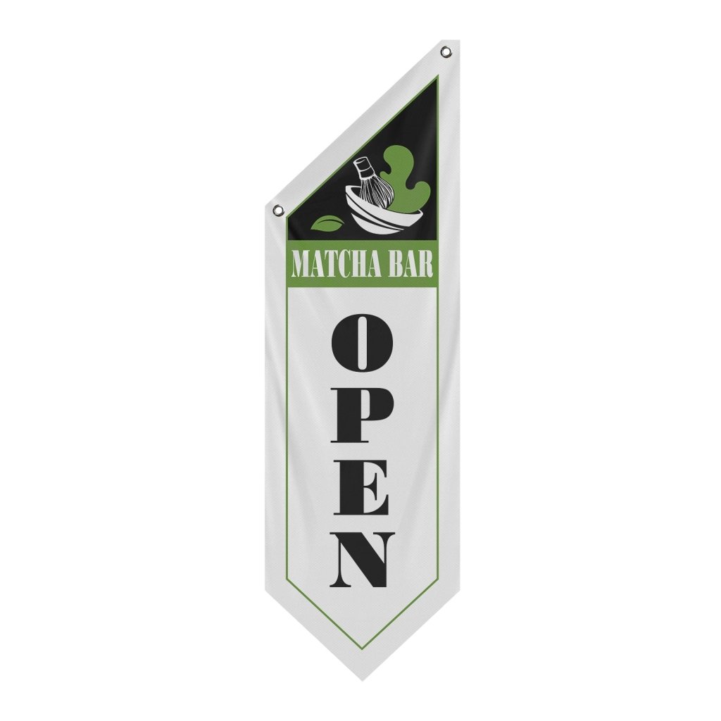 Matcha Bar Open Flag Double Sided Vintage Banner, White (Flag Olny)