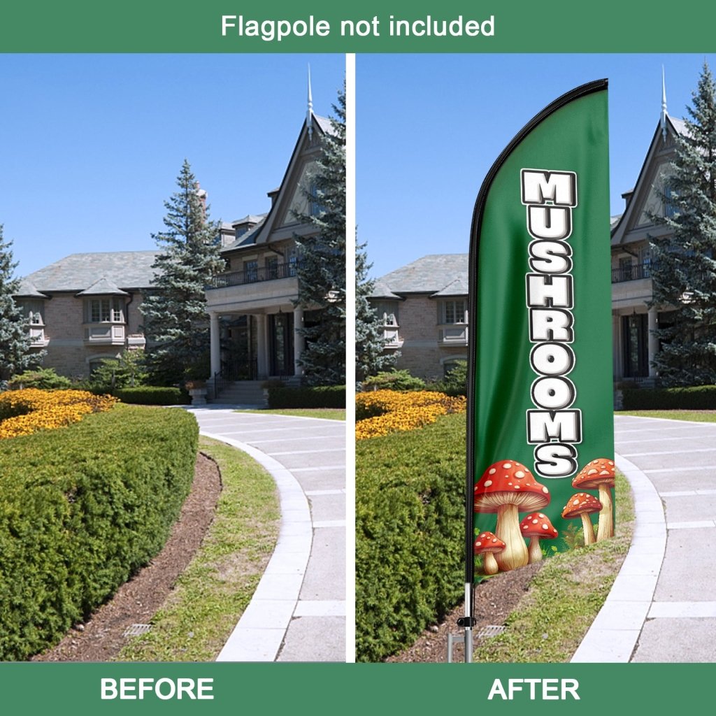 Mushroom Sign - 11FT Mushroom Flag with Aluminum Alloy Flagpole/Stainless Steel Ground Stake(3.3m)