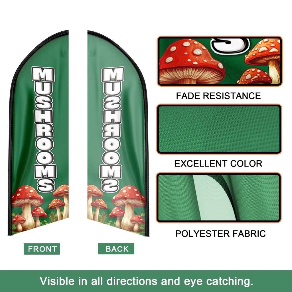 Mushroom Sign - 11FT Mushroom Flag with Aluminum Alloy Flagpole/Stainless Steel Ground Stake(3.3m)