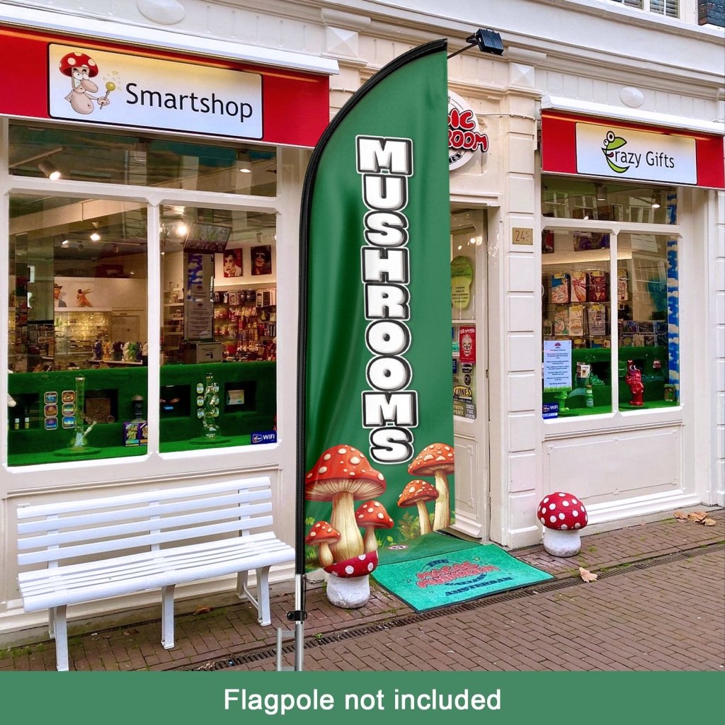 Mushroom Sign - 11FT Mushroom Flag with Aluminum Alloy Flagpole/Stainless Steel Ground Stake(3.3m)