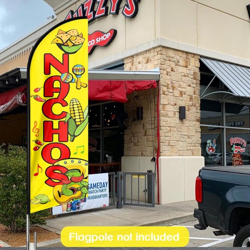 Nachos Sign - 11FT Nachos Advertising Swooper Feather Flag Fit 15FT Flagpole(Flagpole Not Included 4.3)