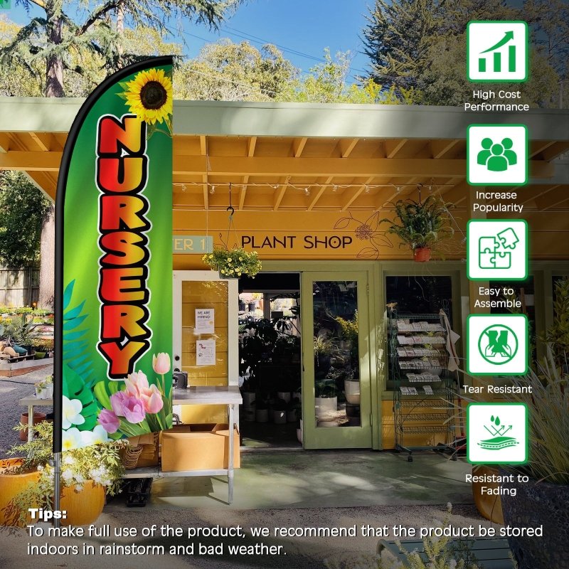 Nursery Sign - 8FT Nursery Banner Feather Flag with Stainless Steel Pole Kit(2m flag set)