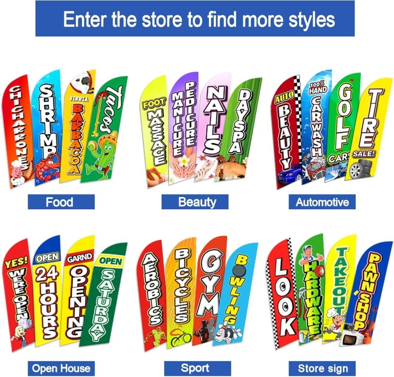 Open Flag - 8FT Open Blue&Green Advertising Swooper Flag(Flagpole Not Included 3.3)