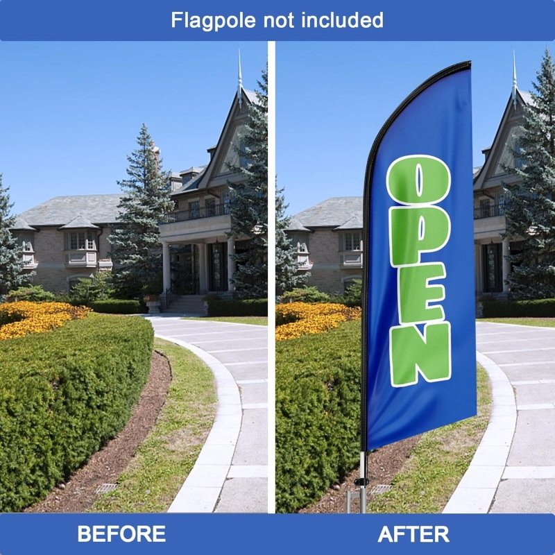 Open Flag - 8FT Open Blue&Green Advertising Swooper Flag(Flagpole Not Included 3.3)