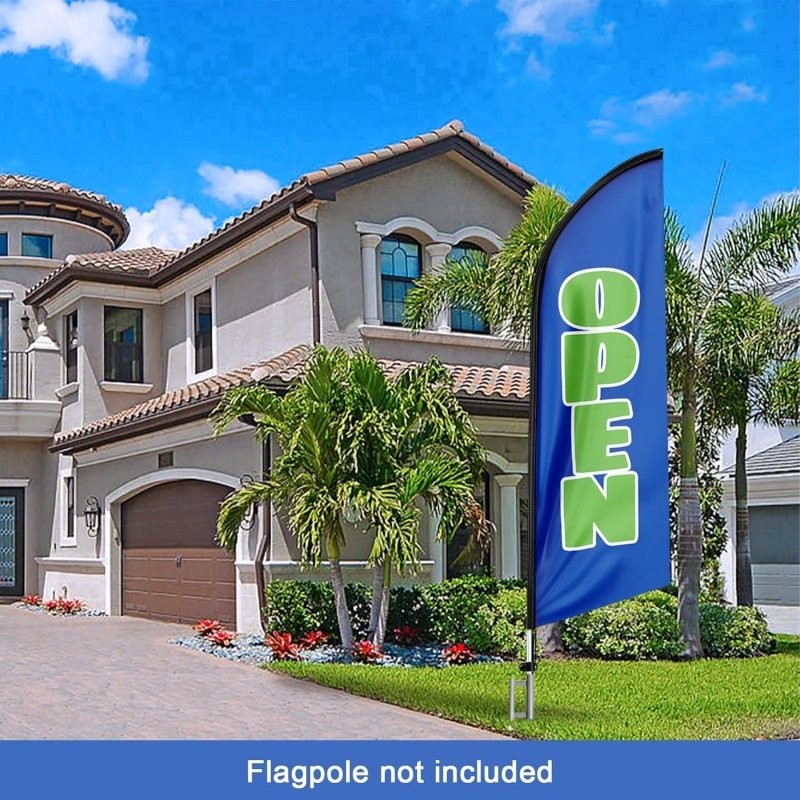 Open Flag - 8FT Open Blue&Green Advertising Swooper Flag(Flagpole Not Included 3.3)