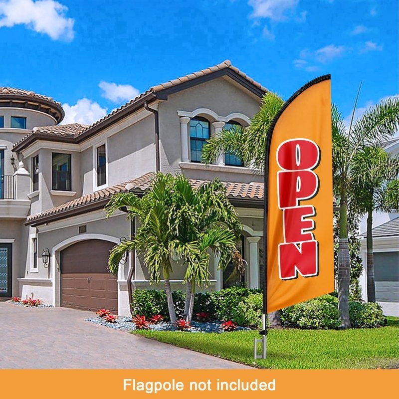 Open Flag Sign - 8FT Open Orange&Red Advertising Swooper Flag(Flagpole Not Included 3.3)