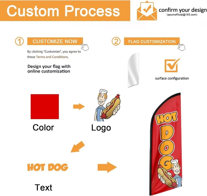 Open Flag Sign - 8FT Open Orange&Red Advertising Swooper Flag(Flagpole Not Included 3.3)