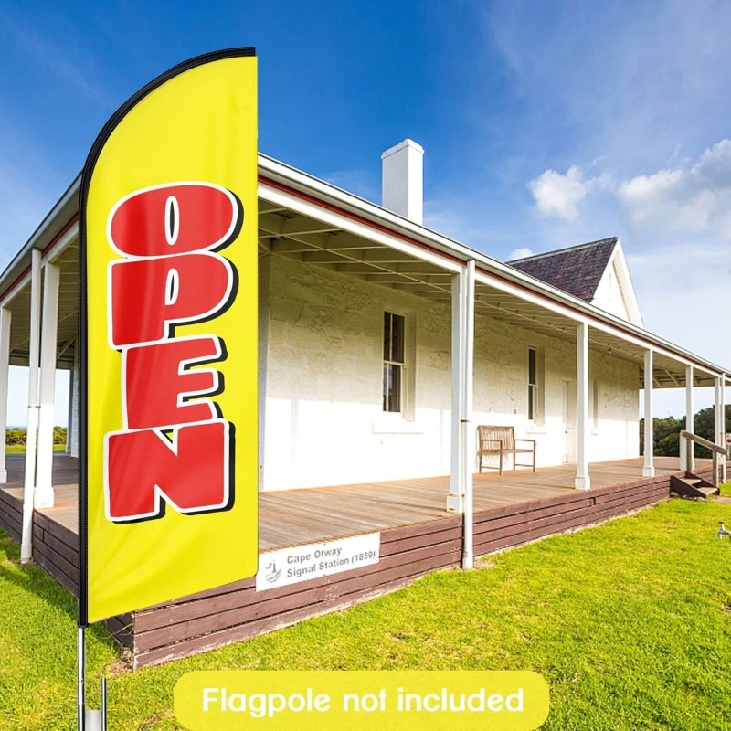 Open Flag With Pole - 11FT Open Yellow&Red Advertising Swooper Feather Flag Fit 15FT Flagpole(Flagpole Not Included 4.3)