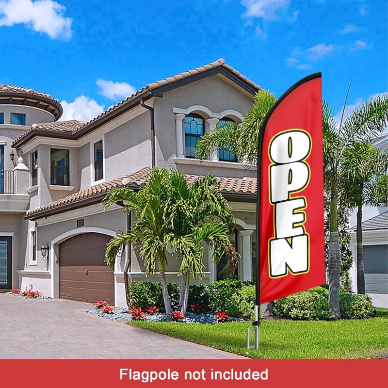 Open Flags for Sale - 8FT Open Red&white Advertising Swooper Flag(Flagpole Not Included 3.3)