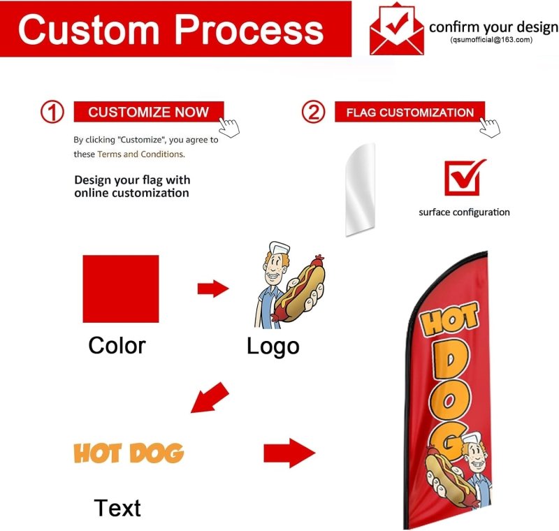 Open Flags for Sale - 8FT Open Red&white Advertising Swooper Flag(Flagpole Not Included 3.3)