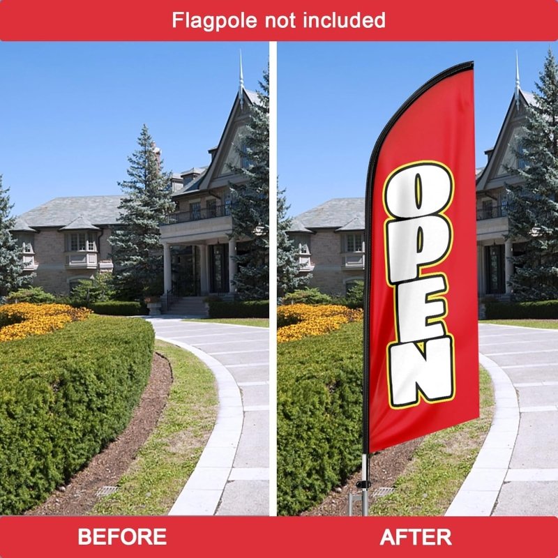 Open Flags for Sale - 8FT Open Red&white Advertising Swooper Flag(Flagpole Not Included 3.3)
