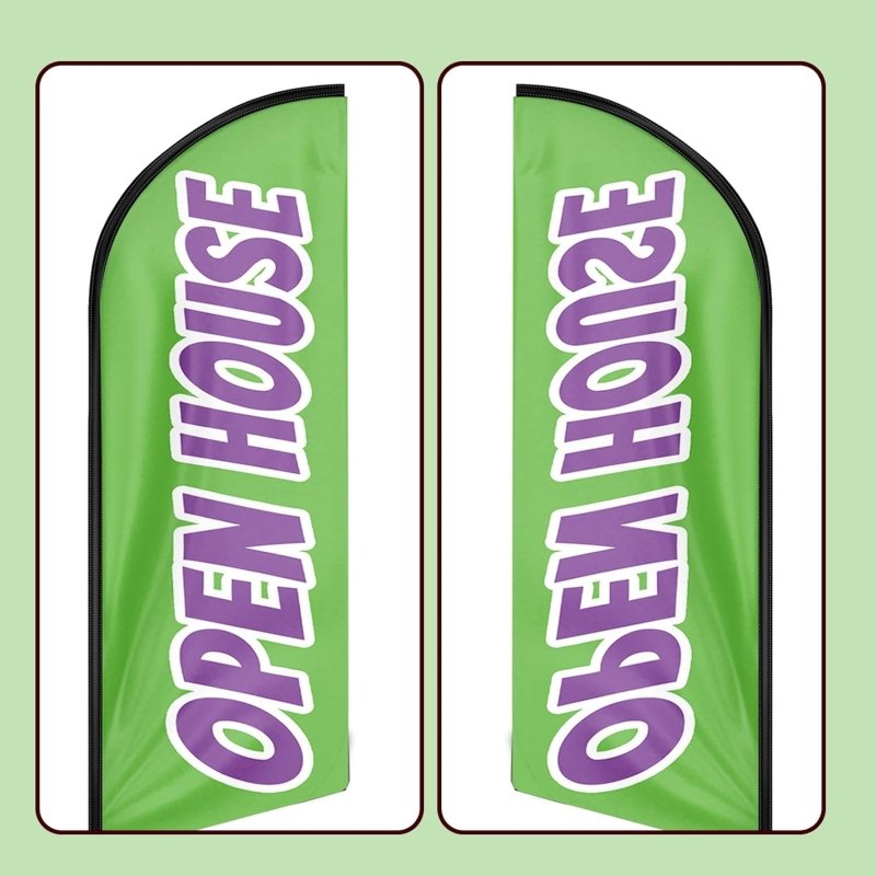Open House Banner - 8FT Open House Green Advertising Swooper Flag(Flagpole Not Included 3.4)